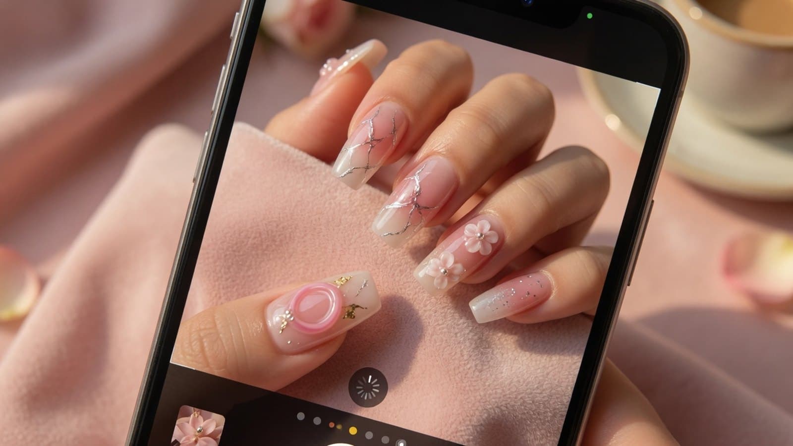 Manicured nails being photographed for a look analysis